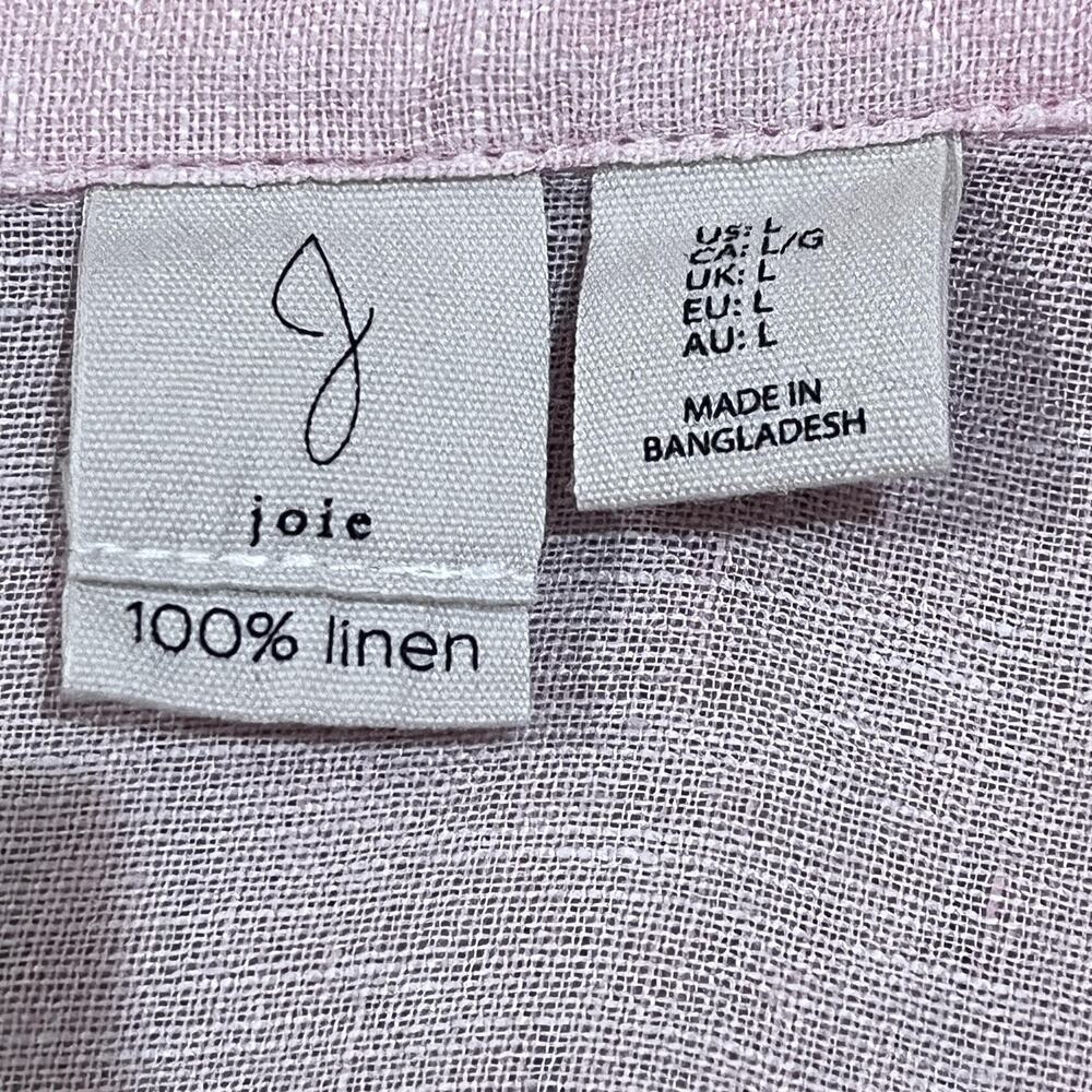 Joie Shirt Womens Large Pink 100% Linen Button Front Long Sleeve Top Lightweight - Picture 6 of 7